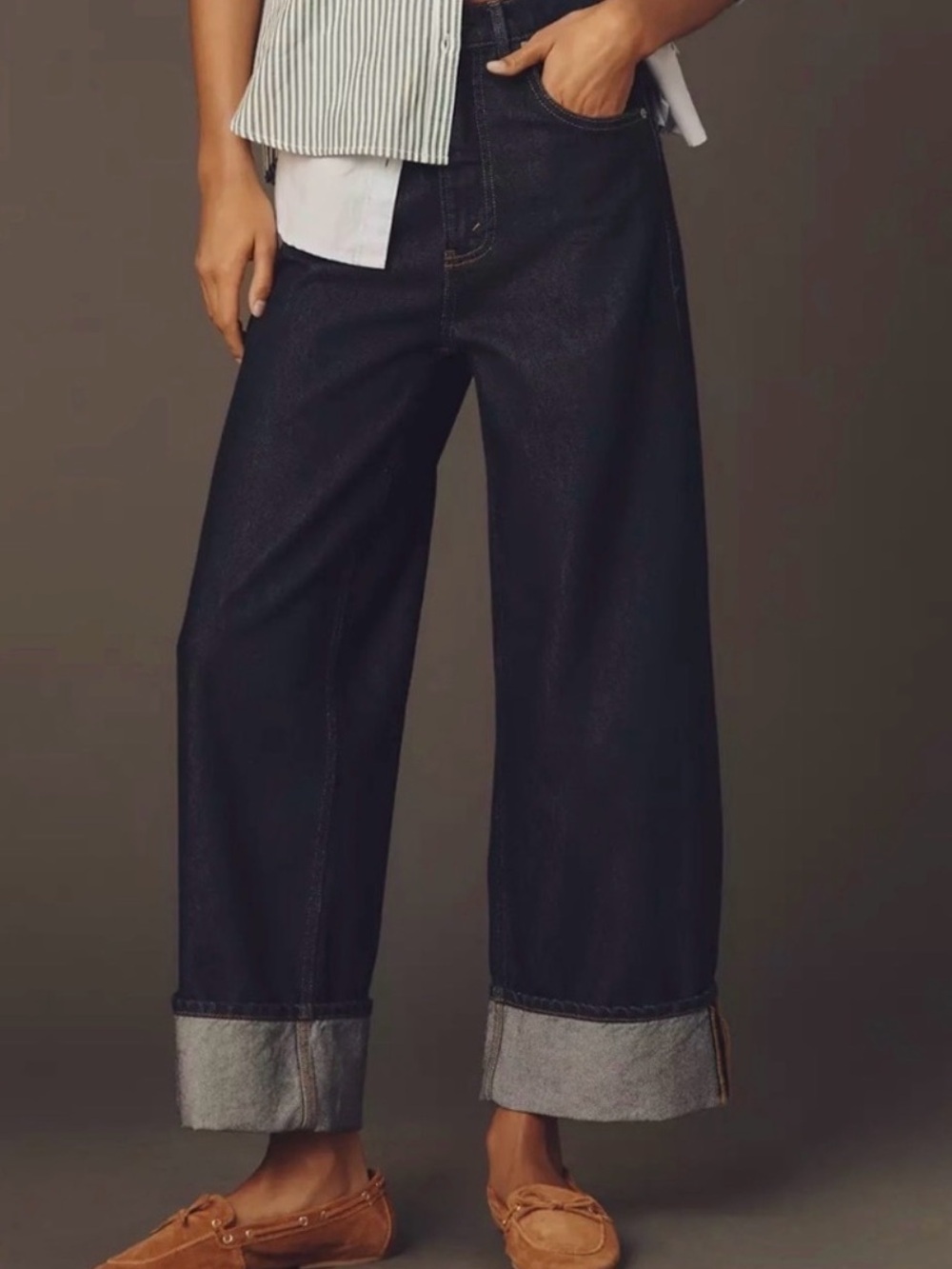 New Joe’s Jeans Hackney High Rise Wide Leg Cuff Jeans - Dark Wash 28